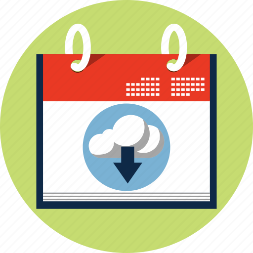 Calendar, cloud, computing, data, down, schedule icon - Download on Iconfinder