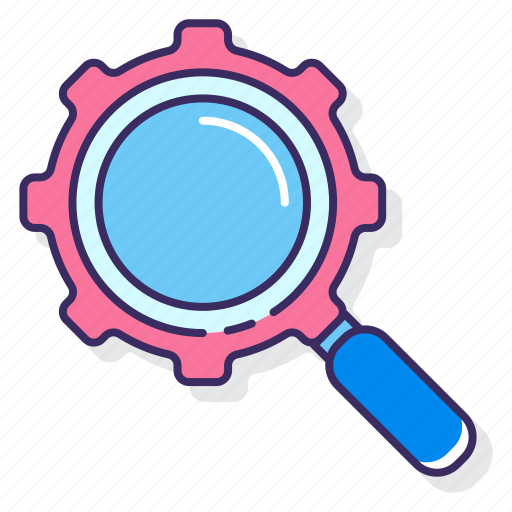 Engine, magnifying glass, optimization, search icon - Download on Iconfinder