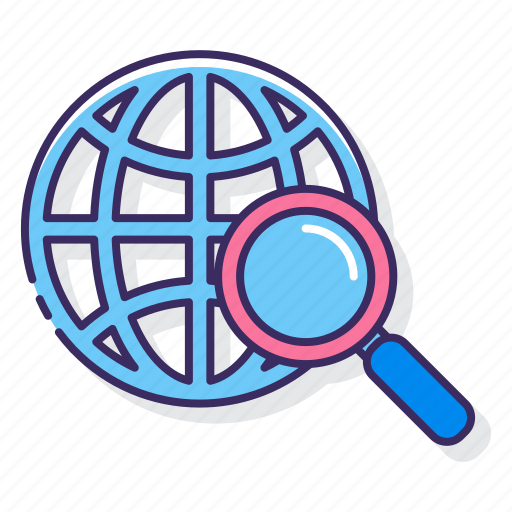 Globe, magnifying glass, search, universal icon - Download on Iconfinder