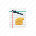 coins, document, edit, invoice, money