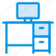computer, desktop, furniture, interior, monitor, screen, table 