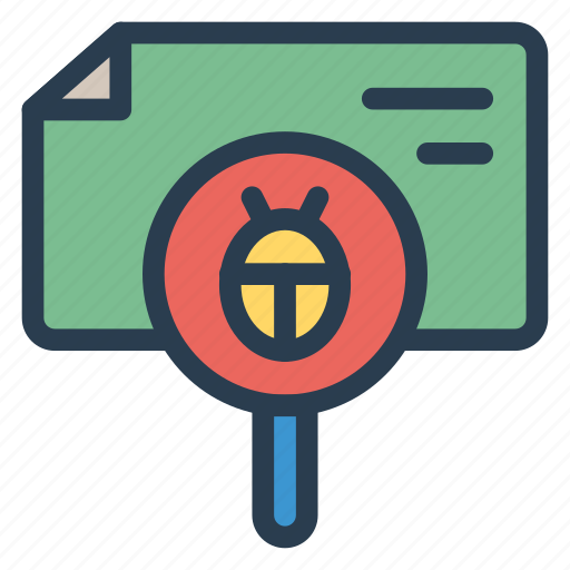 Bug, bugfix, bugsearch, bugtracking, findbug, search, virus icon - Download on Iconfinder