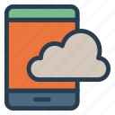 cloud, mobile, phone, smart, storage, telephone 