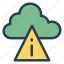 alert, cloud, computing, disable, error, remove, warning 