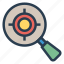 keyword, magnifier, marketing, search, seo, target, website 