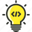 bulb, coding, idea, invention, light 