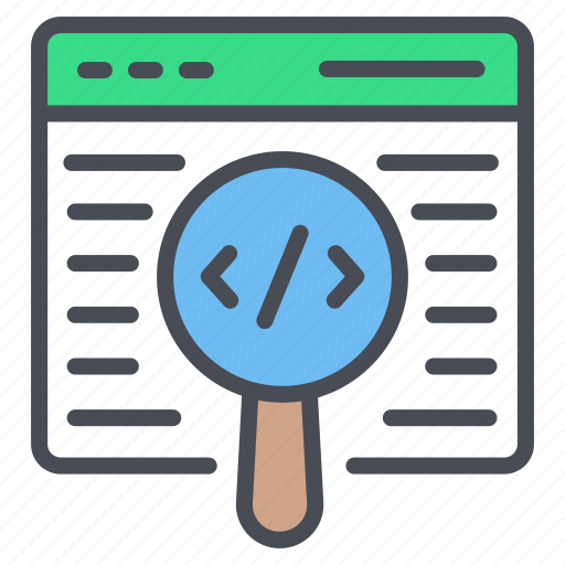 Search coding, coding, search, magnifier programming, code, coding exploration, digital coding icon - Download on Iconfinder