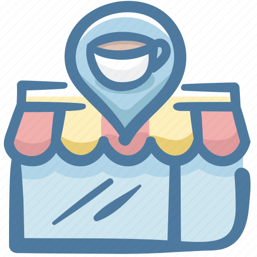 Cafe, coffee shop, location, pin, restaurant, shop, store icon - Download on Iconfinder