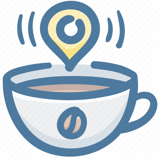Cafe, coffee, cup, drink, hot, location, pin icon - Download on Iconfinder