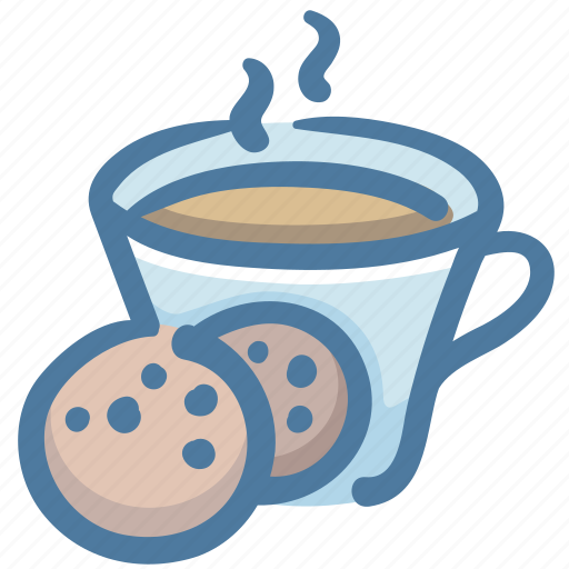Breakfast, coffee, cookie, cup, food, hot coffee with cookie, morning icon - Download on Iconfinder