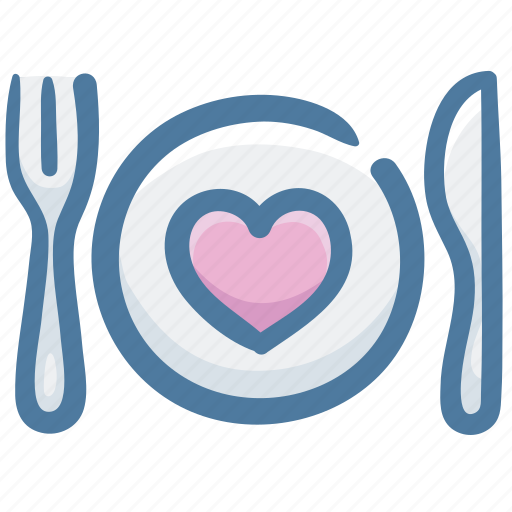 Dish, favorite food, food, heart, silverware icon - Download on Iconfinder