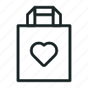 bag, heart, shopping, shop, gift, paper, isolated