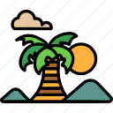 island, beach, vacation, country, flag, palm, nature, summer, travel