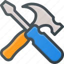 hammer, screwdriver, set, settings, setup, tools