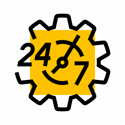 Gear, service, settings, emergency, support, 24/7 icon - Download on Iconfinder