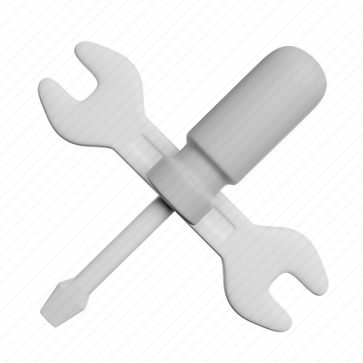Screwdriver, and, wrench, front, tool, construction, tools 3D illustration - Download on Iconfinder
