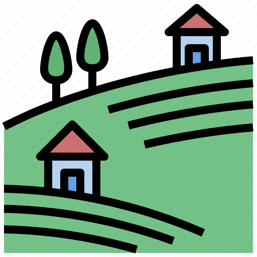 Farm, countryside, landscape, rural, settlement icon - Download on Iconfinder