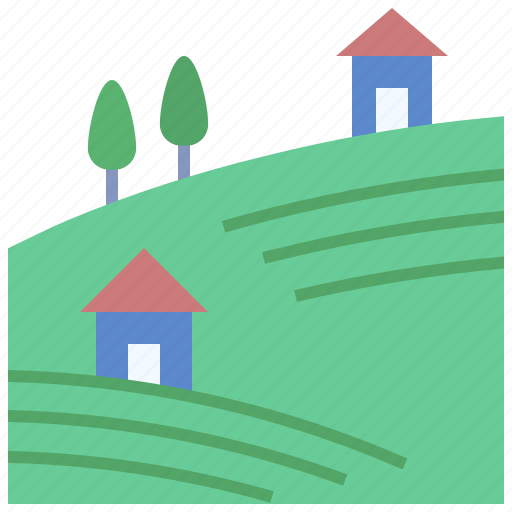 Farm, countryside, landscape, rural, settlement icon - Download on Iconfinder