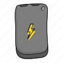 powerbank, doodle, hand, drawn, battery, power, energy, portable