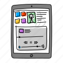 tablet, doodle, hand, drawn, tab, ipad, smatphone, play, music