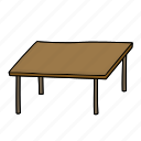 wooden, table, doodle, wood, furniture, setup