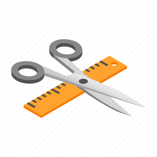 Isometric, rule, ruler, scale, scissor, shears, straightedge icon - Download on Iconfinder