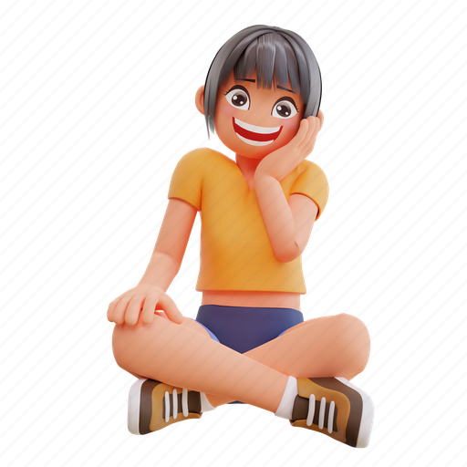 Expression, girl-gesture, beautiful, female, character, girl, people 3D illustration - Download on Iconfinder