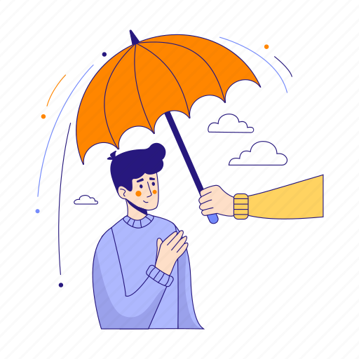 Protected, umbrella, problems, rain, safe, security, protect illustration - Download on Iconfinder