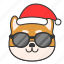 christmas, dog, emoticon, shiba, sunglasses 