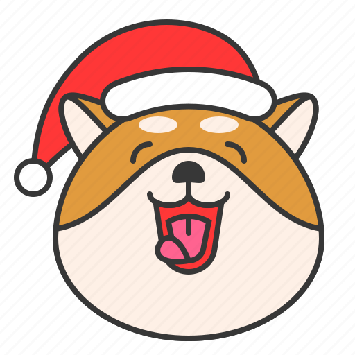 Christmas, dog, emoticon, happy, shiba icon - Download on Iconfinder