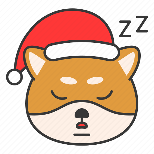Christmas, dog, emoticon, shiba, sleepy icon - Download on Iconfinder