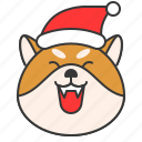 christmas, dog, emoticon, happy, shiba