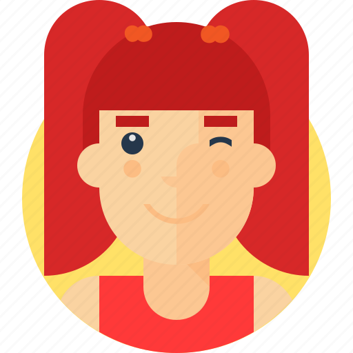 Redhead, samanta, wink, smile icon - Download on Iconfinder