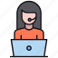 avatar, customer, laptop, service, woman 