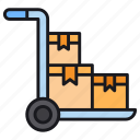 box, delivery, logistics, package, trolley