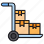 box, delivery, logistics, package, trolley 