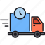 clock, delivery, time, transportation, truck 