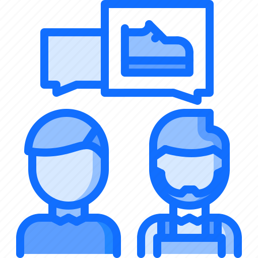Consultation, dialogue, people, boot, shoe, shoemaker, workshop icon - Download on Iconfinder
