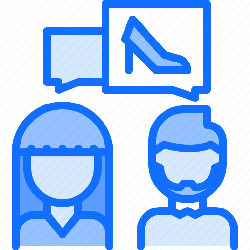Consultation, shoes, conversation, people, footwear, fashion, shop icon - Download on Iconfinder