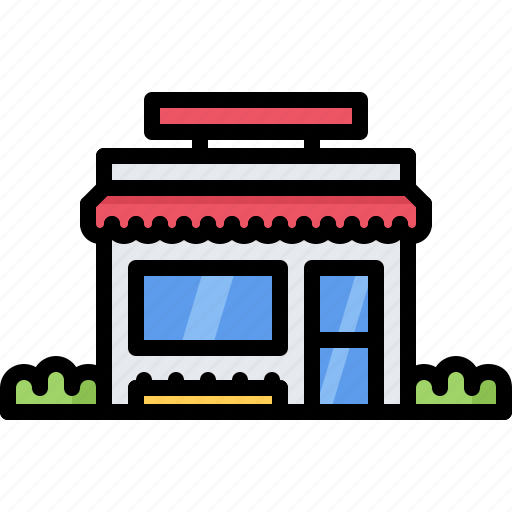 Building, bush, location, offline, shop, shopping, signboard icon - Download on Iconfinder