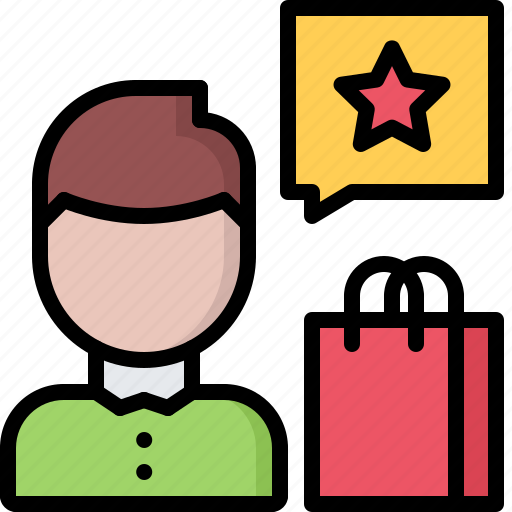 Bag, man, purchase, review, shop, shopping, star icon - Download on Iconfinder