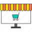 ecommerce, market, monitor, pc, shopping cart, shopping trolley, store 