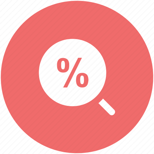 Analysis, calculating, investment, magnifying, magnifying glass, mathematical sign, percent sign icon - Download on Iconfinder