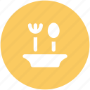 dining, food serving, fork, plate, restaurant, spoon, tableware