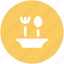 dining, food serving, fork, plate, restaurant, spoon, tableware 