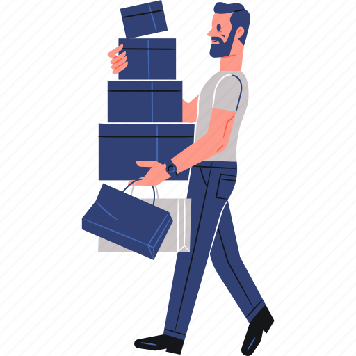 Shopping, man, sale, boxes icon - Download on Iconfinder