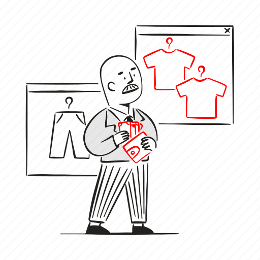 Chooses, clothes, store, buy, market, ecommerce, clothing illustration - Download on Iconfinder