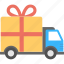 delivery truck with gift box, gift courier van, gift delivery concept, gift delivery van, gift van 