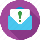 email, envelope, exclamation, message, notification