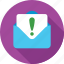 email, envelope, exclamation, message, notification 